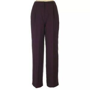 Kate Hill Petite Womens Dark Purple Straight Leg Dress Lined Pants Size 8P